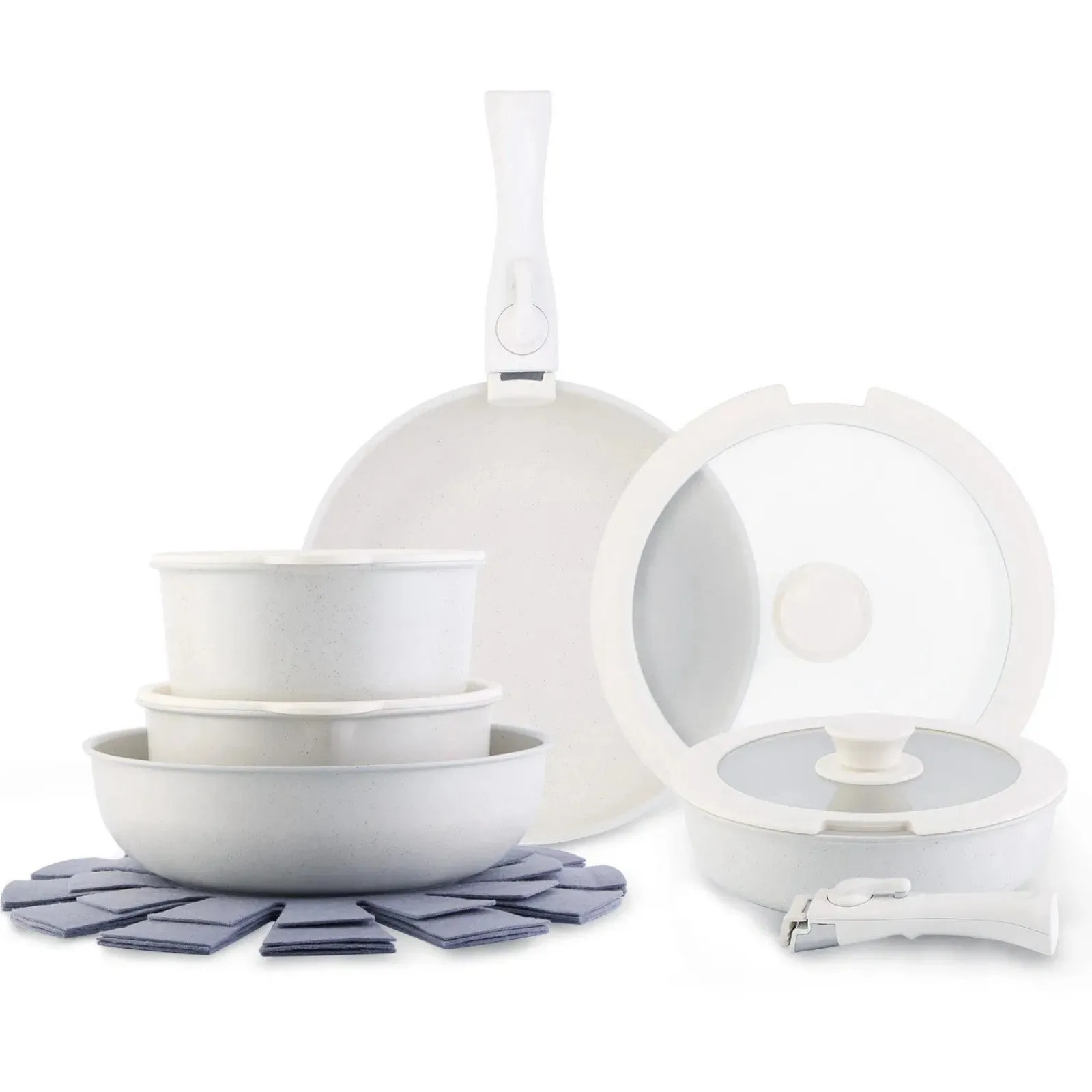 Even Cookware Interactive LunaLulinlk Wide selection Cookware Piece Induction 17 Set Non-Stick Set Kitchen Fast and Heating