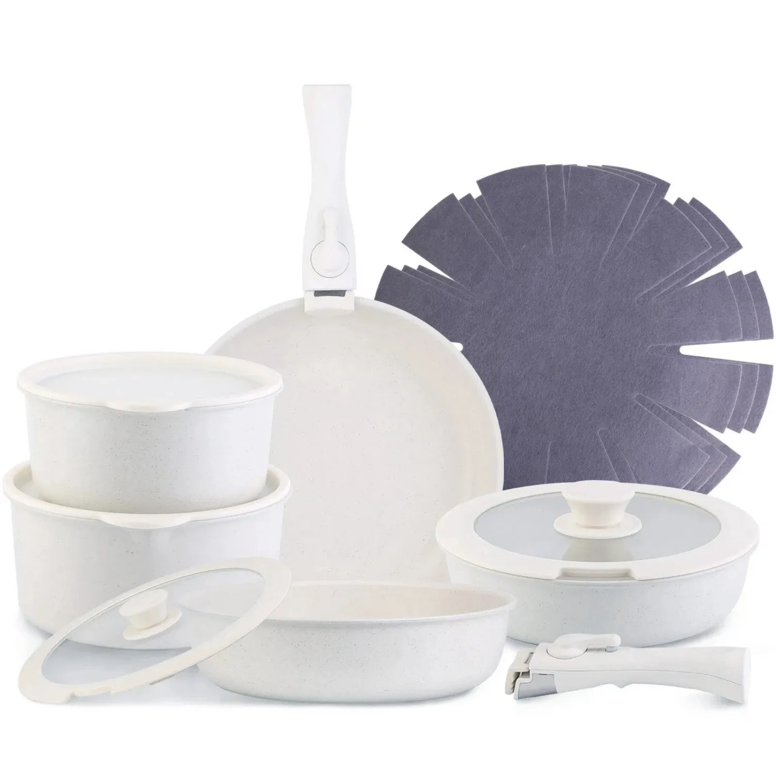 Even Cookware Interactive LunaLulinlk Wide selection Cookware Piece Induction 17 Set Non-Stick Set Kitchen Fast and Heating