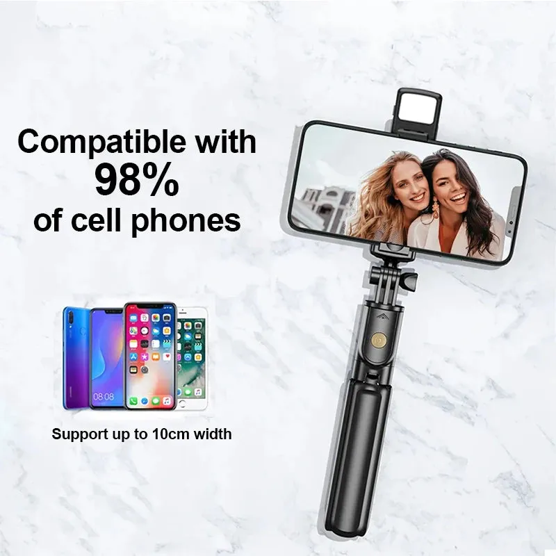 Extendable Wireless Selfie Stick Tripod with Light