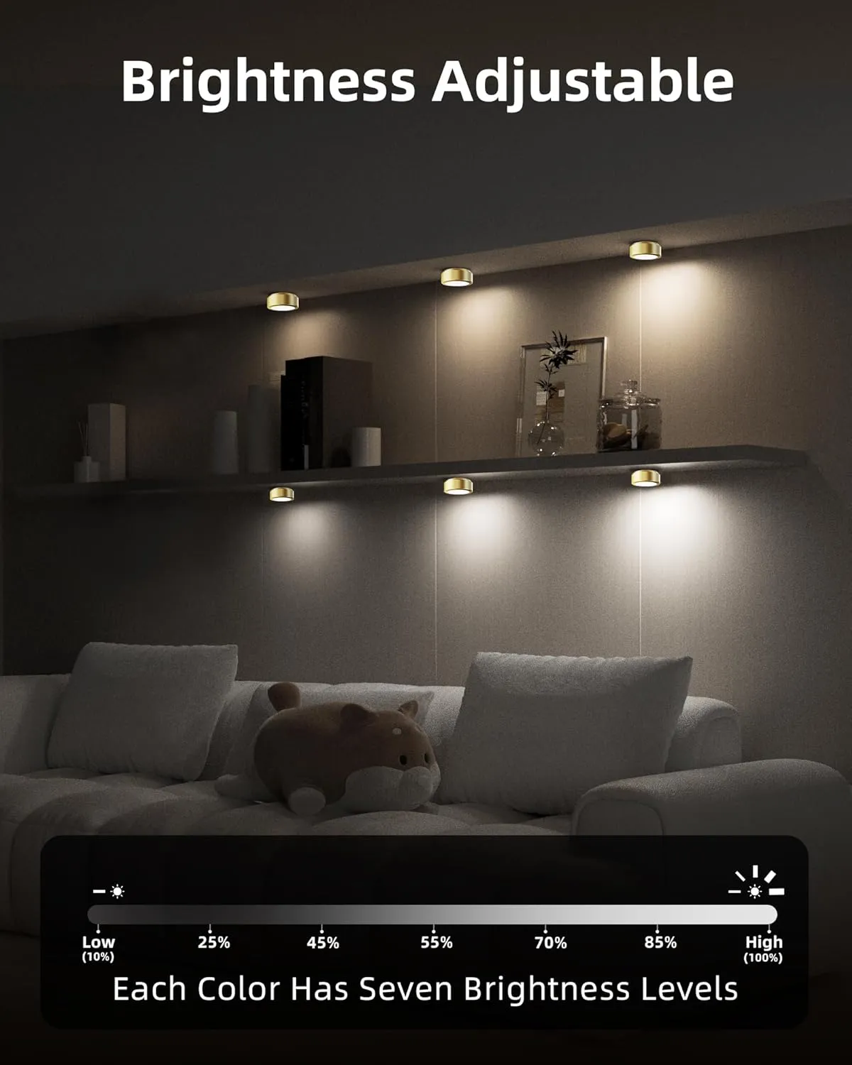 EZVALO Puck Lights with Remote,1200mAh Rechargeable Tap Light,RGB LED Display Lighting, Wireless Closet Light,Under Cabinet Lighs,Sitck On Lights for Kitchen,Closet,Pantry,Shelves(6 Packs)