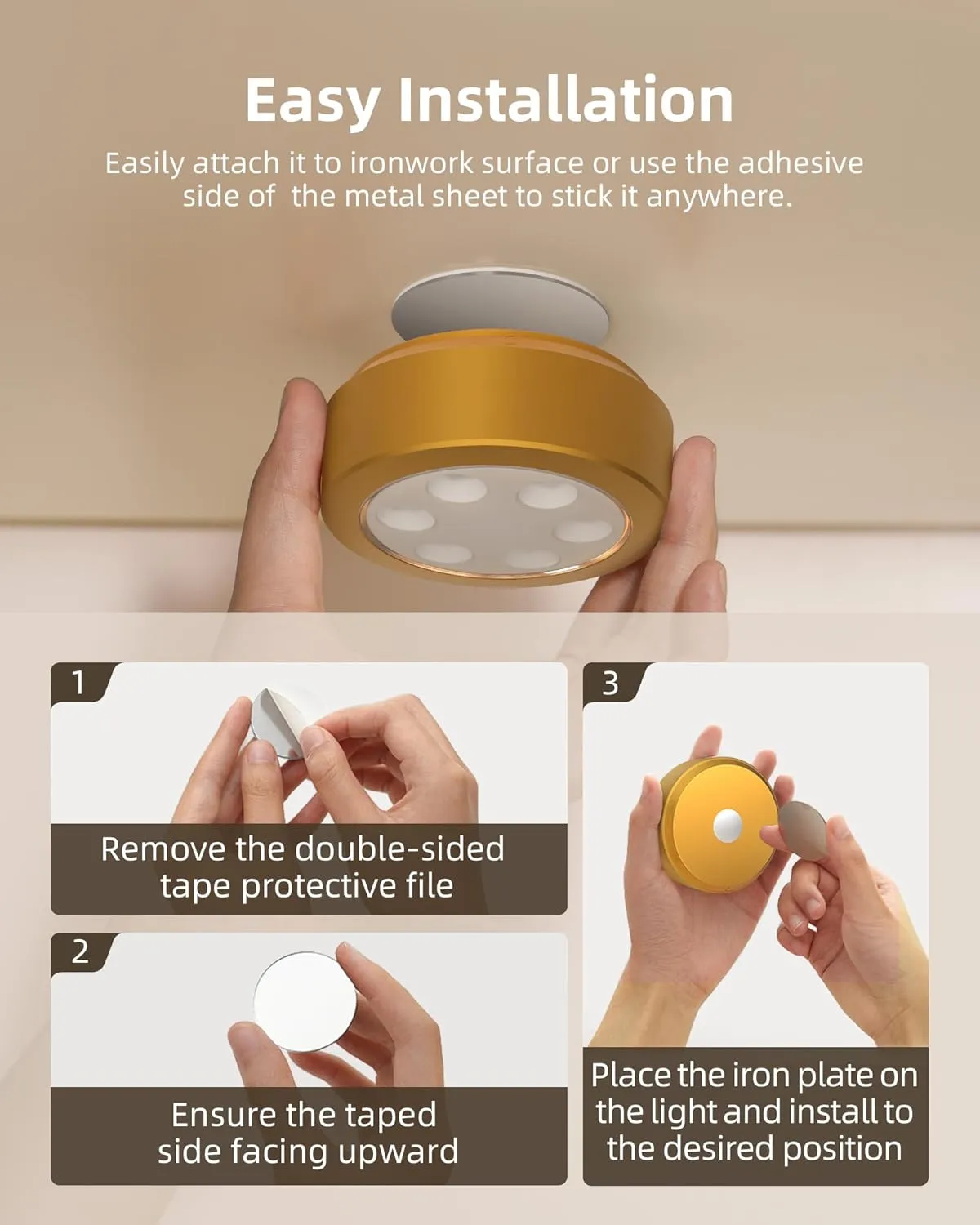 EZVALO Puck Lights with Remote,1200mAh Rechargeable Tap Light,RGB LED Display Lighting, Wireless Closet Light,Under Cabinet Lighs,Sitck On Lights for Kitchen,Closet,Pantry,Shelves(6 Packs)