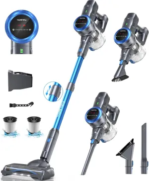 FABULETTA Cordless Vacuum Cleaner, 35Kpa Vacuum Cleaners for Home, Max 50 Mins Runtime, Self-Standing Design, 5-Layer Filtration System, Anti-Tangle Brush, LED Display, Lightweight