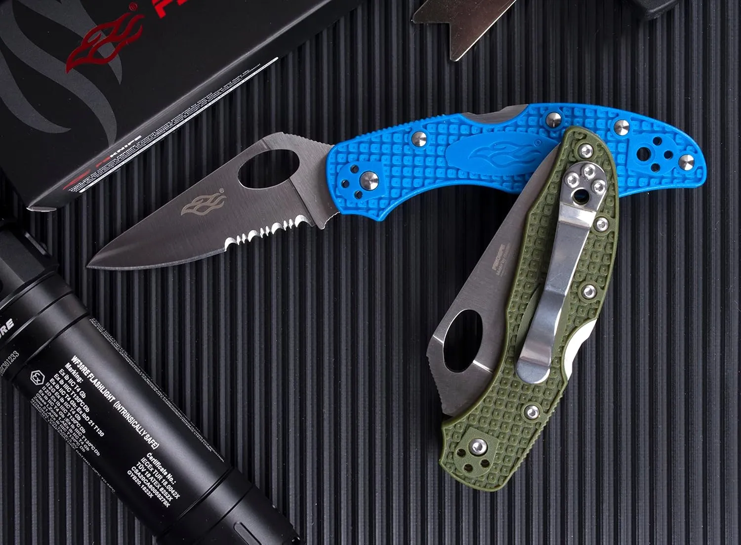 Firebird GANZO F759MS-BL Serrated Blade Folding Pocket Knife 440C Stainless Steel Serrated Blade Nylon Glass Fiber Anti-Slip Handle with Clip Fishing Camping EDC Knife (Blue)