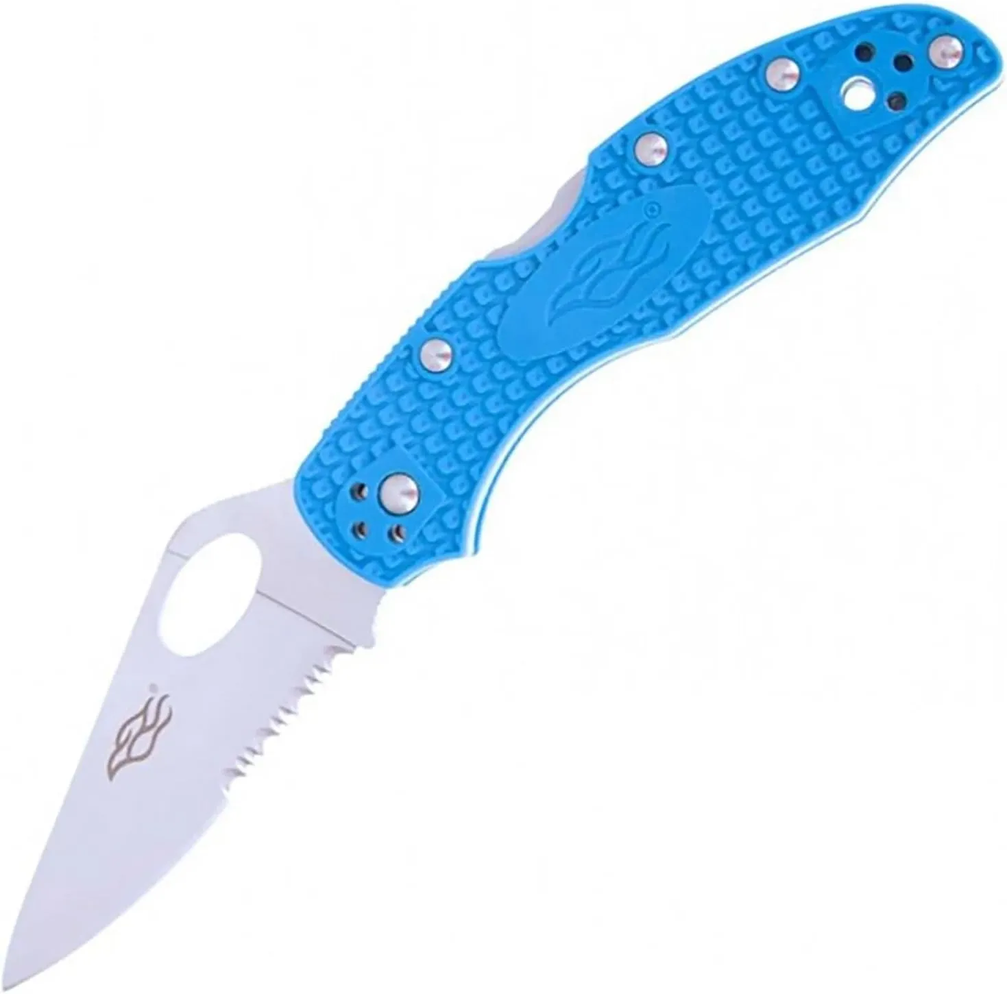 Firebird GANZO F759MS-BL Serrated Blade Folding Pocket Knife 440C Stainless Steel Serrated Blade Nylon Glass Fiber Anti-Slip Handle with Clip Fishing Camping EDC Knife (Blue)