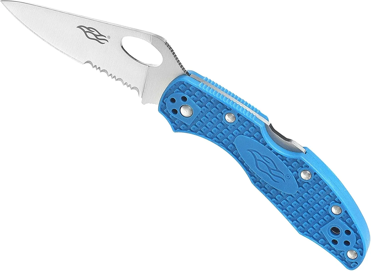 Firebird GANZO F759MS-BL Serrated Blade Folding Pocket Knife 440C Stainless Steel Serrated Blade Nylon Glass Fiber Anti-Slip Handle with Clip Fishing Camping EDC Knife (Blue)