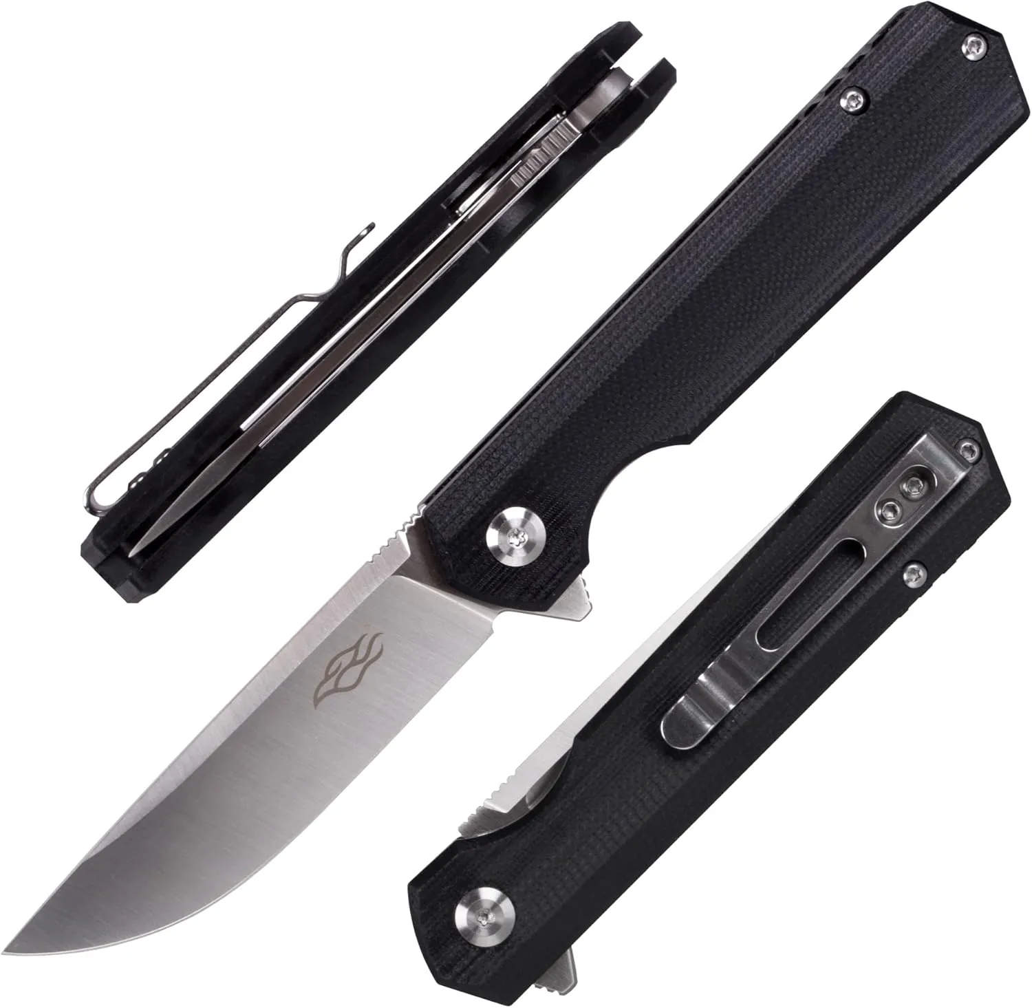 Firebird GANZO FH11S-BK Pocket Folding Knife G10 Anti-Slip Handle with Clip D2 Steel Blade Hunting Fishing Camping Gear Outdoor Folder EDC Pocket Knife (Black)