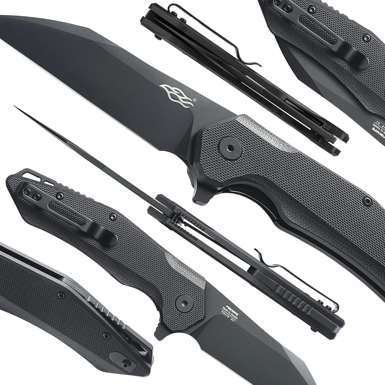 Firebird GANZO FH31 Folding Pocket Knife D2 Steel Wharncliffe Blade Ergonomic G10 Handle with Clip Hunting Fishing Flipper Camping Outdoor EDC Knife