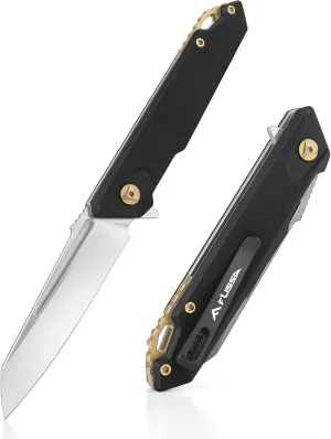 FLISSA 4.5＂ G10 handle folding knife-black, EDC Knife with D2 Steel Blade and G10 Handle, Pocket Clip, Suitable for Camping, Hiking, Fishing, Daily Use, Outdoor Activities(Black)