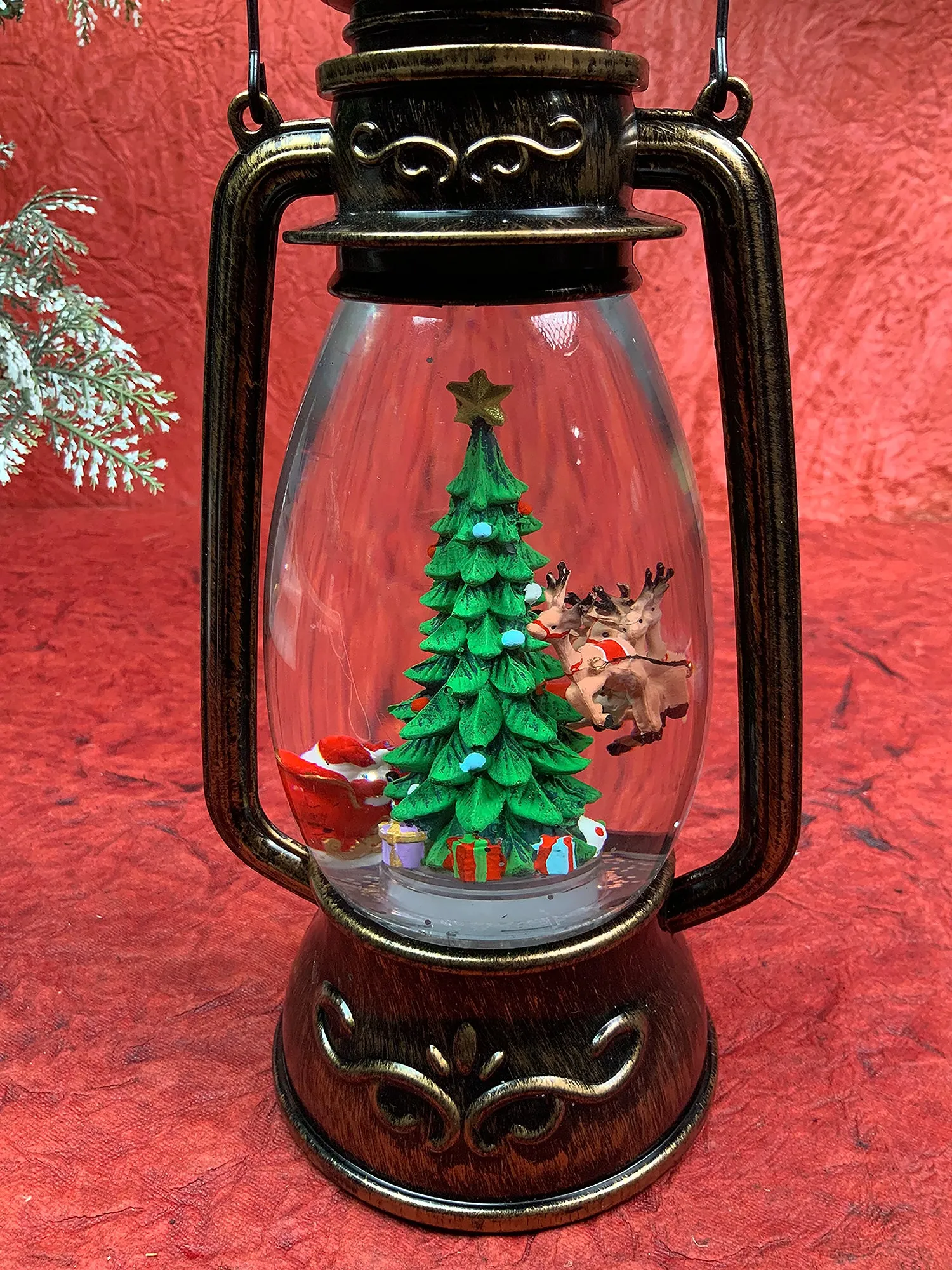 Flying Deer Christmas Tree  Musical Glitter Water Light, Christmas Snow Lantern