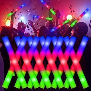 Foam Glow Sticks, 110PCS LED Foam Light Up Sticks Bulk, Wedding Glow Party Supplies with 3 Modes Flashing, Glow in the Dark Party Favors for Birthday, Easter, Carnival, Rave, Classroom