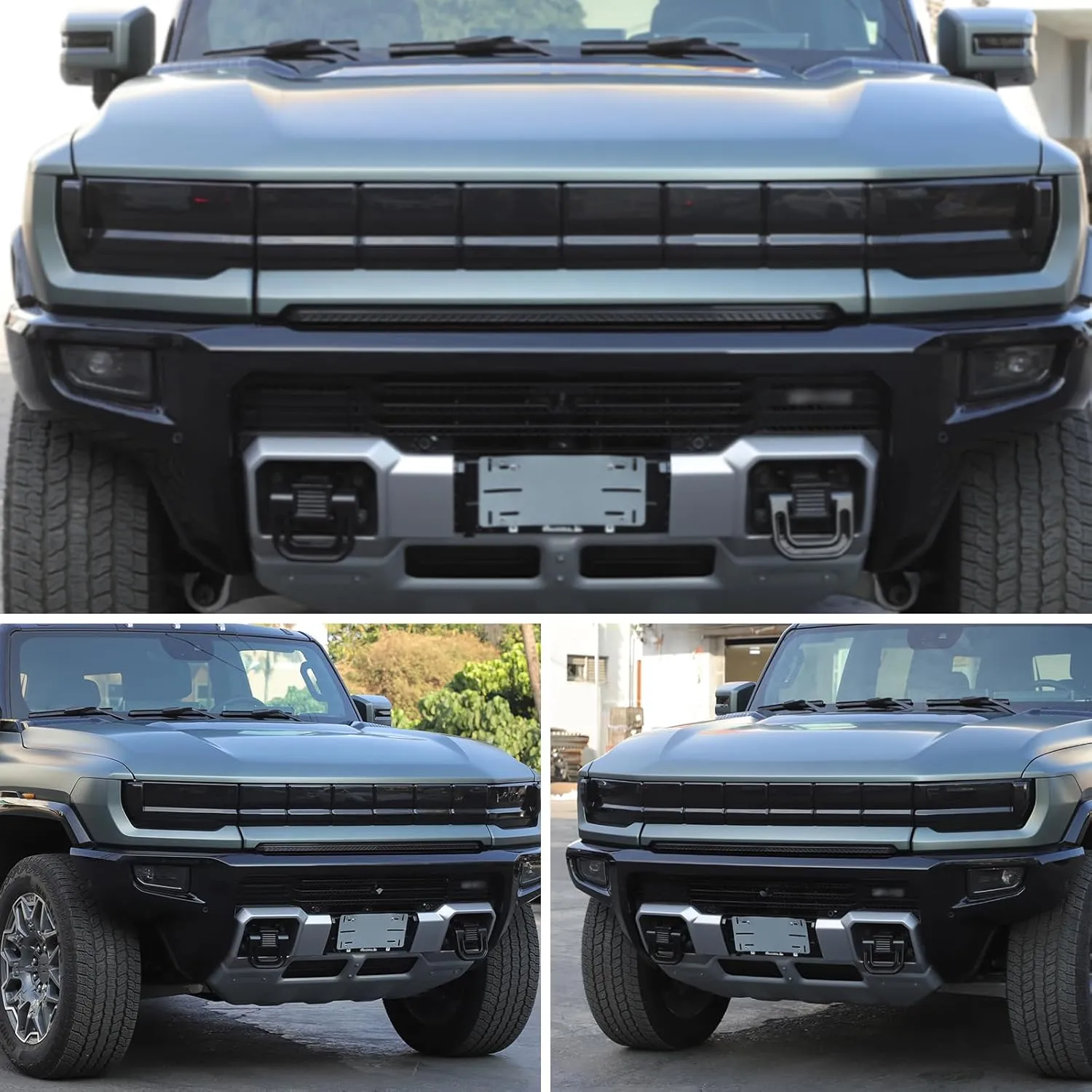 for Hummer EV Accessories Headlight Cover Smoked Front Head lights Lamp Cover Guard Trim for 2023 2024 2025  Pickup SUV Hummer EV Front Headlight Cover Smoked Decoration Kit (SUV/Smoke Black)