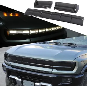 for Hummer EV Accessories Headlight Cover Smoked Front Head lights Lamp Cover Guard Trim for 2023 2024 2025  Pickup SUV Hummer EV Front Headlight Cover Smoked Decoration Kit (SUV/Smoke Black)