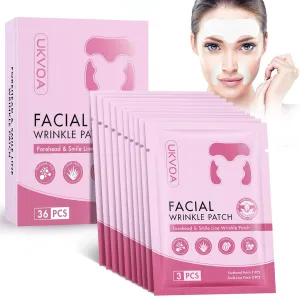 Forehead Wrinkle Patches & Smile Line Patches, Overnight Facial Wrinkle Treatment with Hyaluronic Acid, Aloe, Collagen & Vitamin E to Lift Smile Lines for Women 72pcs