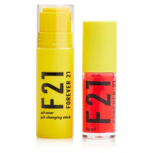 Forever 21 Beauty All Over pH Color Changing Blush Stick (Perfect Pink)   Lip Oil (Samba) Set, Multi-Use Makeup Stick for Face, Cheeks with Rosy Glow and Tinted, Hydrating Lip Oil in Natural Shade