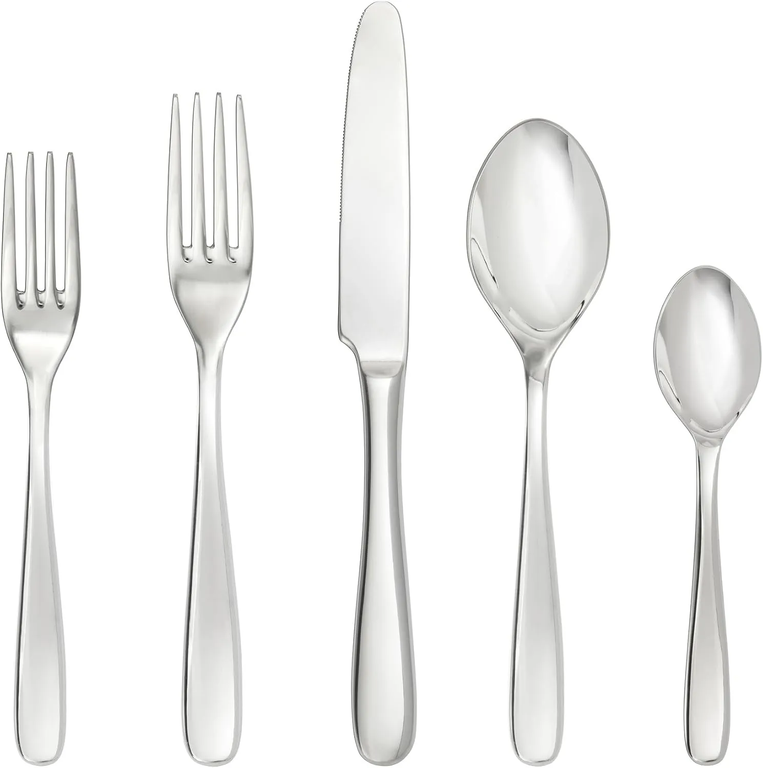 Fortessa Grand City 18/10 Stainless Steel Flatware, 5 Piece Place Setting, Service for 1 , Silver -