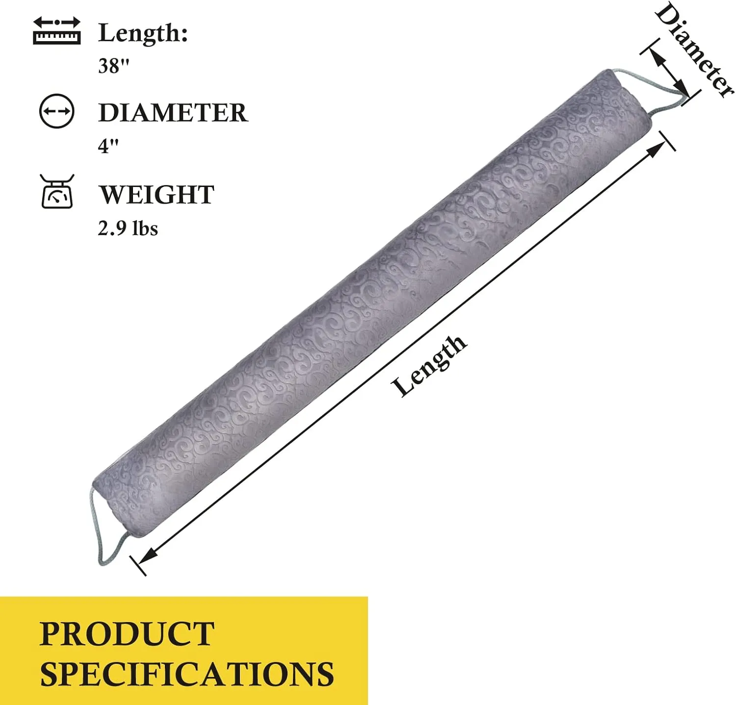 fowong Door Draft Stopper, 38 Inch Soundproof Under Door Seal Draft Block Front Door Insulation with Zipper Weighted Door Draft Guard Weatherproof Strip (Grey)