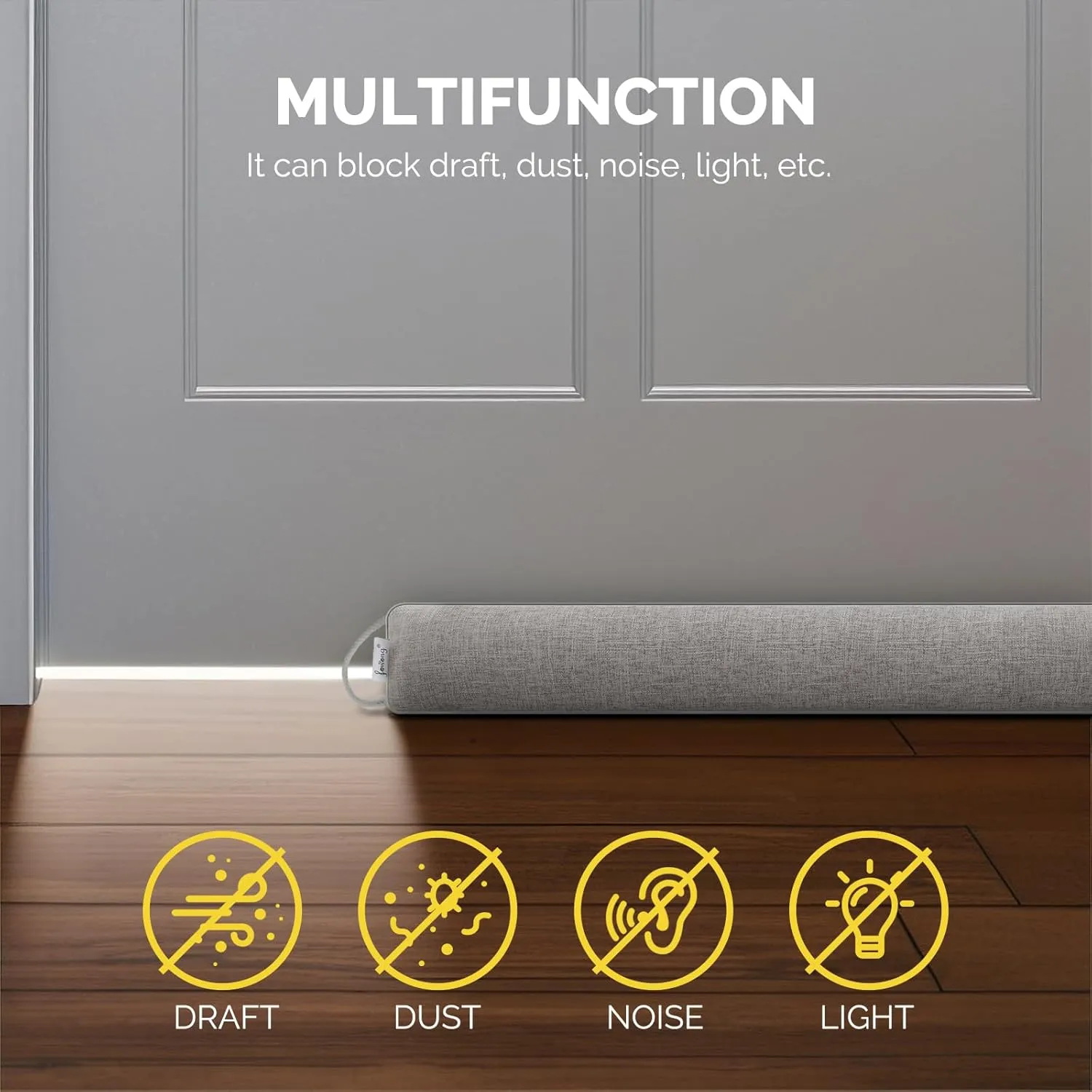 fowong Door Draft Stopper for Bottom of Door 36 Inch Weighted Noise Blocker Soundproofing Draft Guard, Window Breeze Blocker Easy Install, Grey