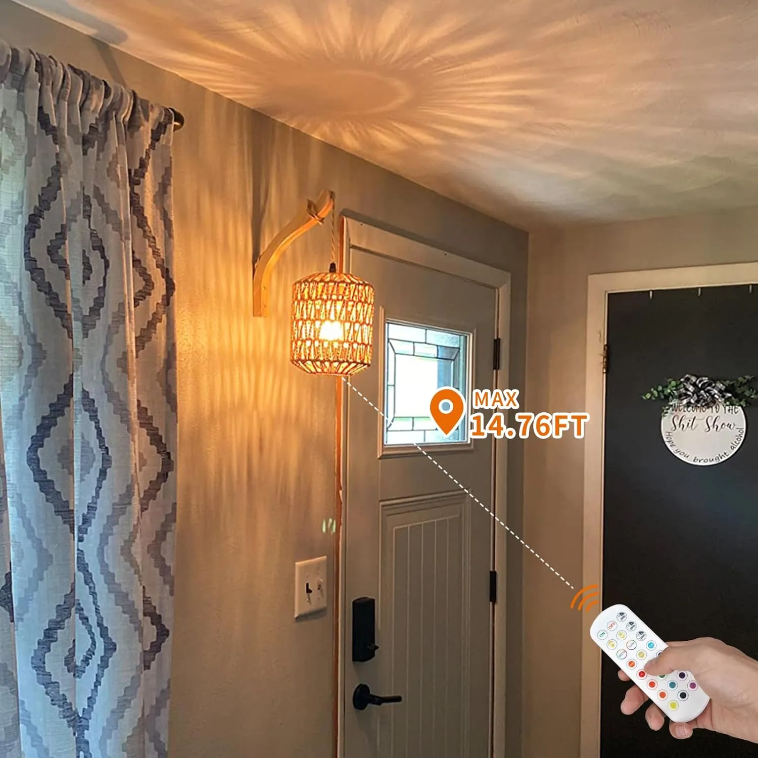 Frideko Boho Rechargeable Wall Sconces Set of Two with Remote, RGB 15 Colors Dimmable Battery Operated Wall Light, Indoor Wireless Wall Lamp with 3 Timer, Farmhouse Rattan Wall Lighting for Bedroom