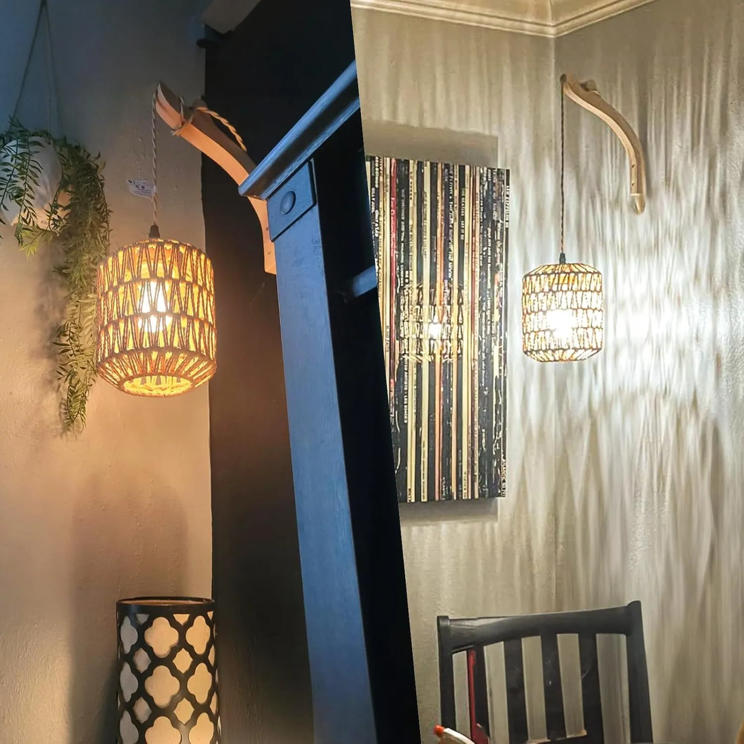 Frideko Boho Rechargeable Wall Sconces Set of Two with Remote, RGB 15 Colors Dimmable Battery Operated Wall Light, Indoor Wireless Wall Lamp with 3 Timer, Farmhouse Rattan Wall Lighting for Bedroom