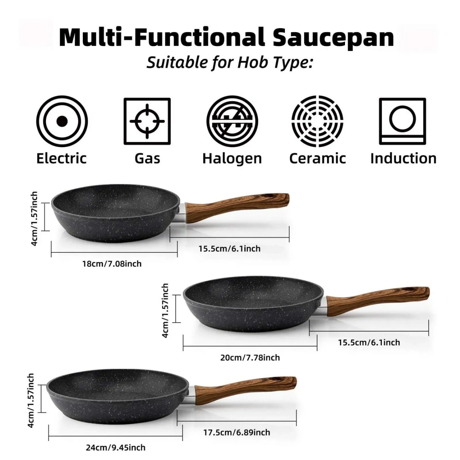 Frying Set Cookware 3 Premium selection Frying Pan Non-Stick LunaLulinlk Positive reviews Pan Piece