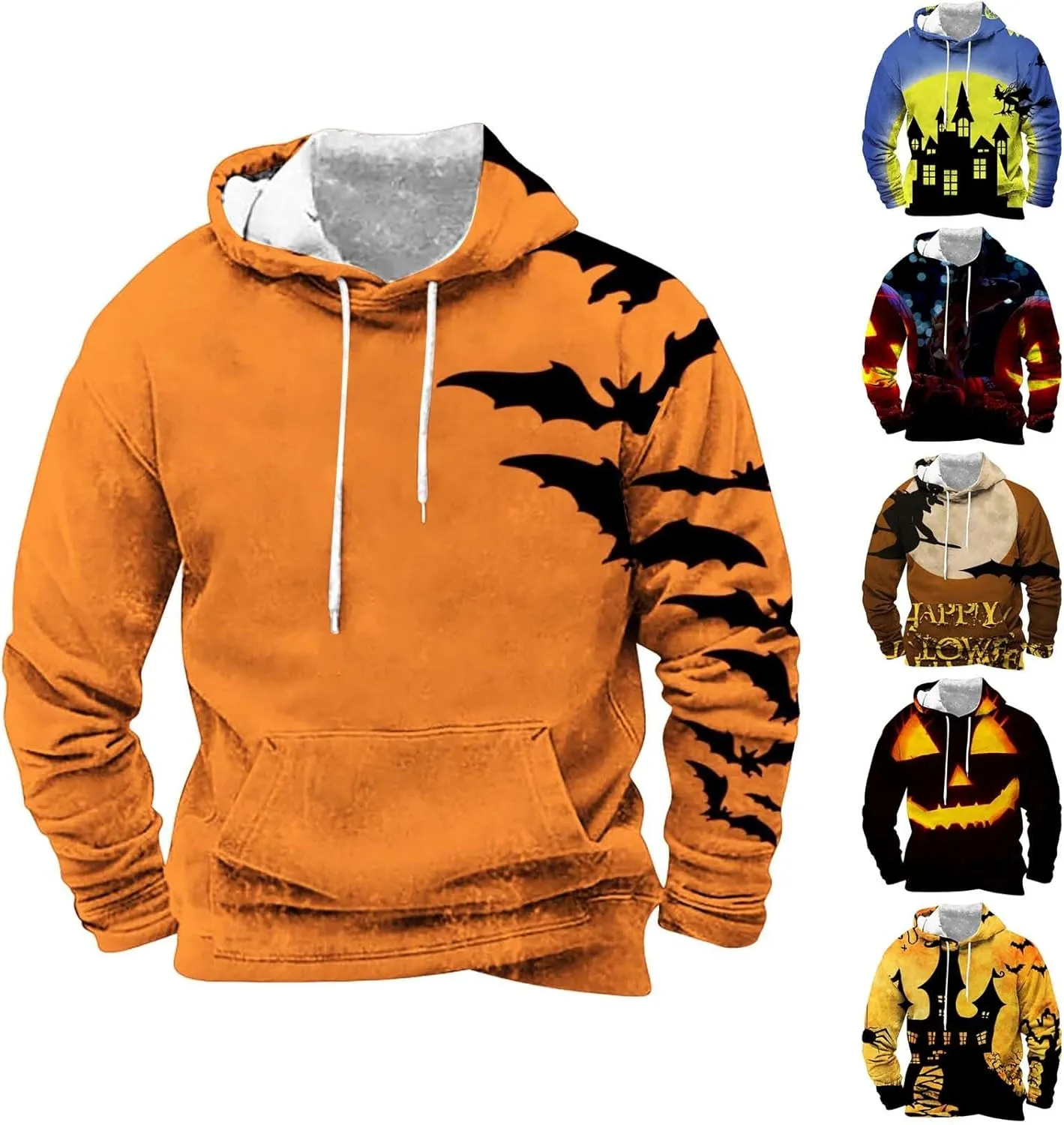 funny halloween sweatshirts for men Print Sweatshirt Long Sleeved Hooded Collar Sweatshirt Pullover Hoodies cat