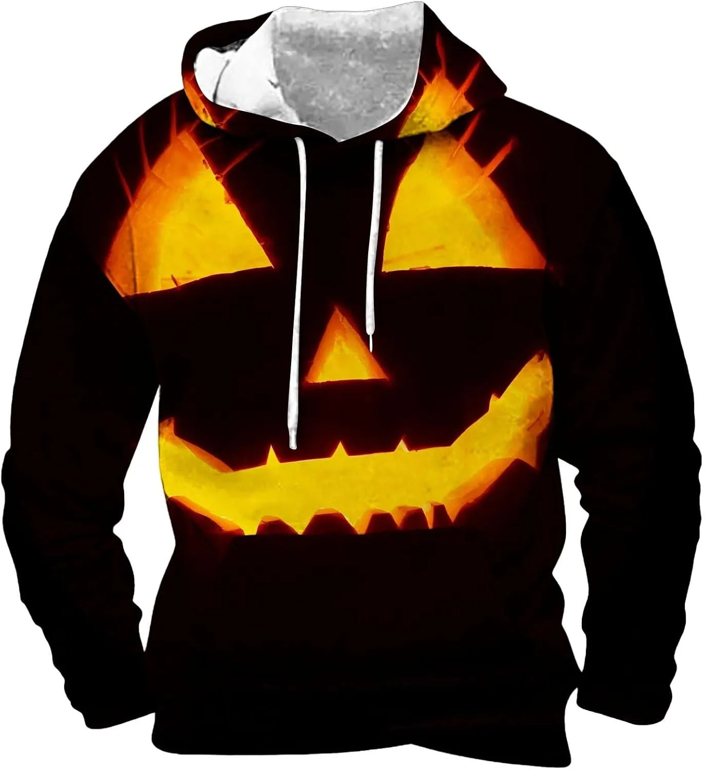 funny halloween sweatshirts for men Print Sweatshirt Long Sleeved Hooded Collar Sweatshirt Pullover Hoodies cat