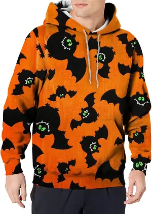 funny halloween sweatshirts for men Print Sweatshirt Long Sleeved Hooded Collar Sweatshirt Pullover Hoodies cat