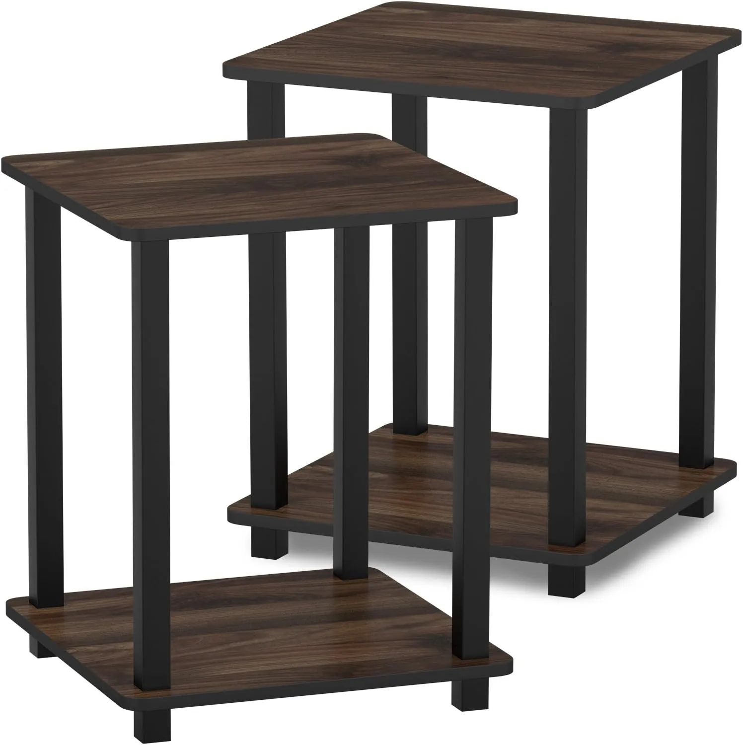 Furinno Simplistic Set of 2 End Table, Columbia Walnut/Black