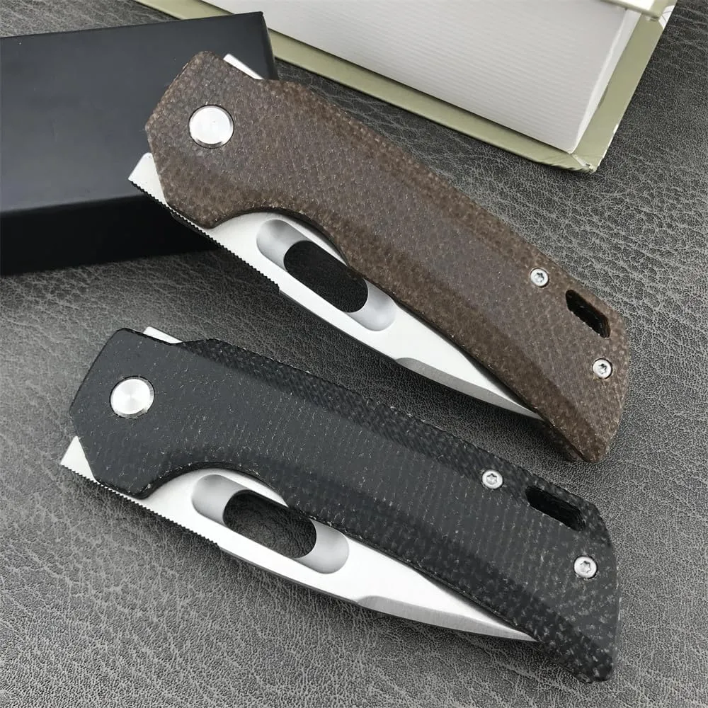GC002 Pocket Folding Knife, 7.0in 8Cr13Mov Blade Flax Handle Utiltiy Knife with Carry Belt Clip for Camping Hikking, Edc Assisted Opening Knife for Man Woman (Brown)