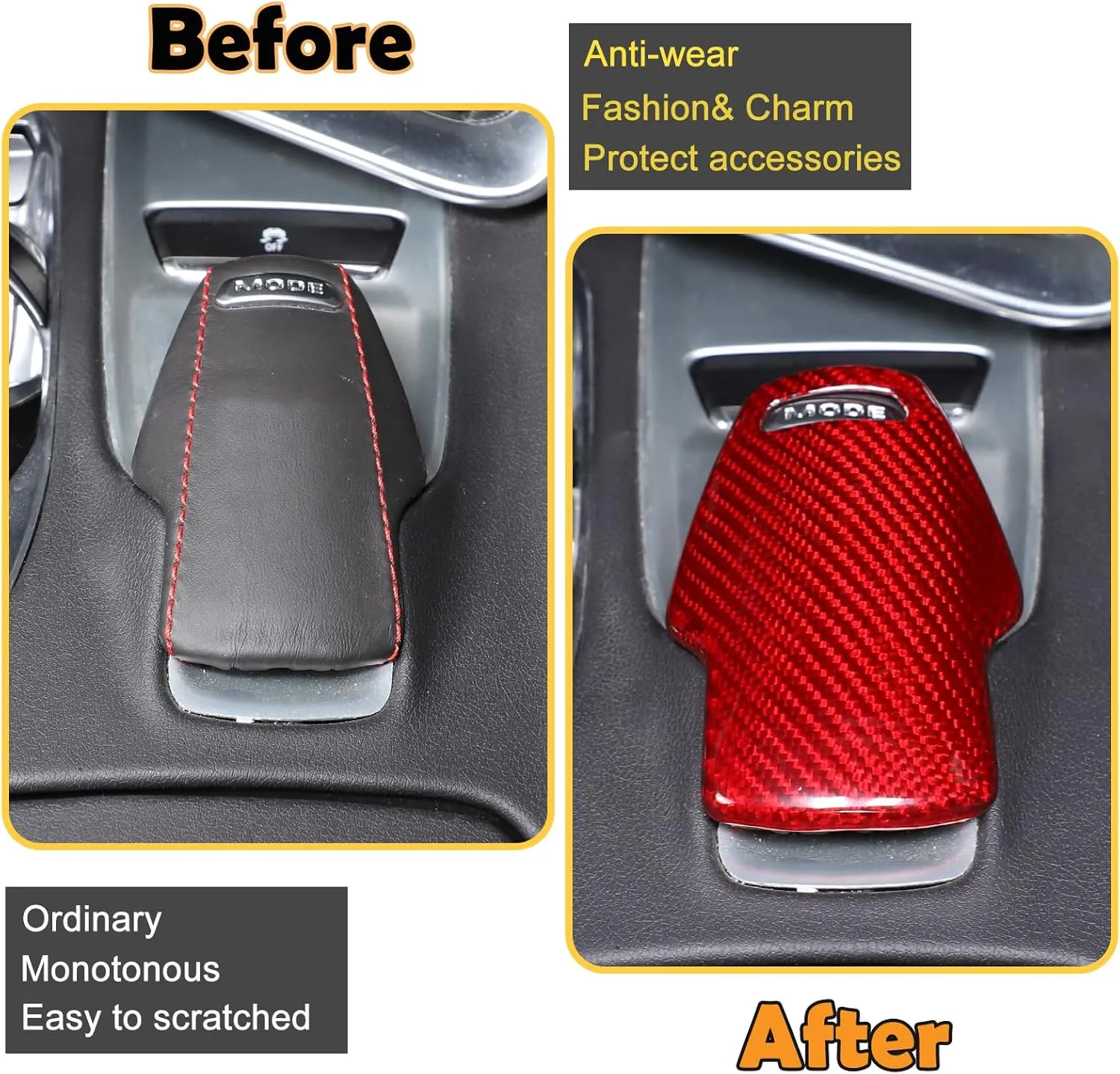 Gear Shift Knob Head Cover Compatible with Corvette C8 Z06 Z51 2020 2021 2022 2023, Carbon Fiber Mode Selector Knob Cover, Drive Mode Switch Knob Cover, C8 Accessories