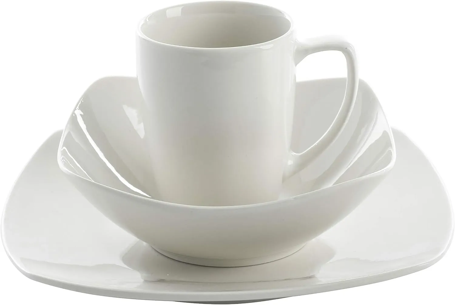 Gibson Home Zen Buffet (Service for 8) 24 Piece Plates and Bowls Porcelain Solid Color Dishes Ceramic Dinnerware Set - White