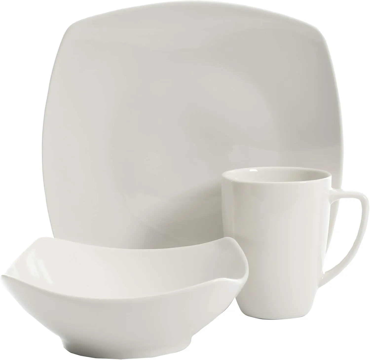Gibson Home Zen Buffet (Service for 8) 24 Piece Plates and Bowls Porcelain Solid Color Dishes Ceramic Dinnerware Set - White