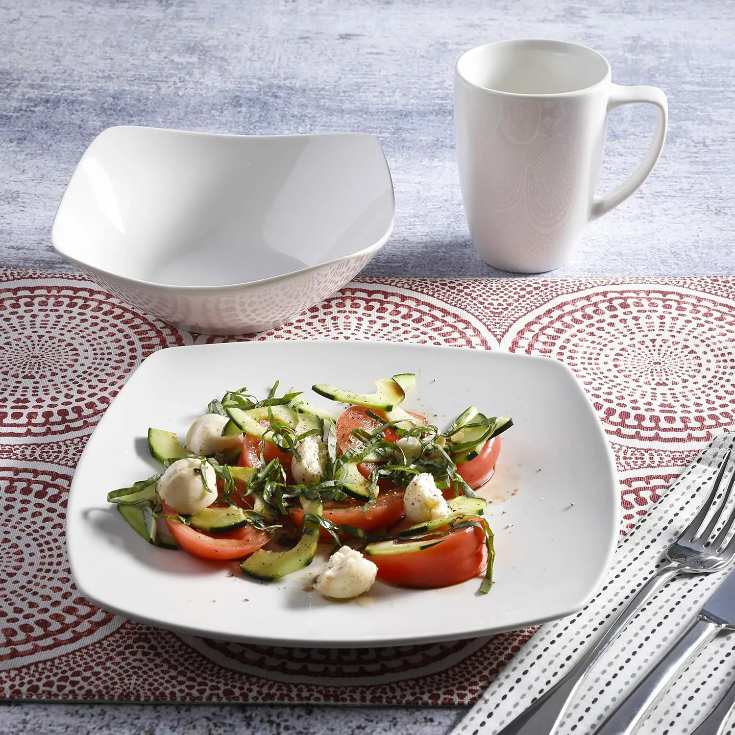 Gibson Home Zen Buffet (Service for 8) 24 Piece Plates and Bowls Porcelain Solid Color Dishes Ceramic Dinnerware Set - White