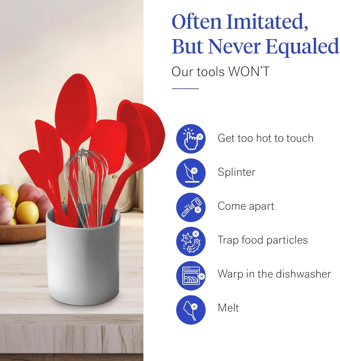 GIR: Get It Right Silicone Cooking Utensils Set 10 Piece - Ladle, Spatulas, Flip, Spoons, Whisk, Potato Peeler & Spoonula - Heat Resistant & Dishwasher Safe - Red Kitchen Utensil Set