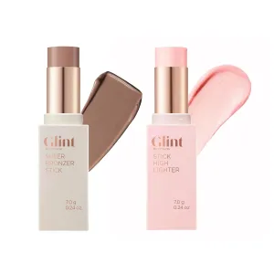 Glint Stick Highlighter (Rosy Moon, 0.24oz) & Sheer Bronzer Stick (Smoked, 0.24oz)