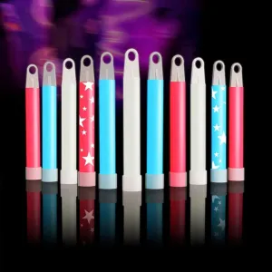 Glow Fever Bulk 100ct Red White Blue 4" Glow Sticks, Glow in the Dark, Light Sticks for Patriotic Party Supplies National Memorial Day Party Favors Fireworks Accessory Game Prizes or Treats