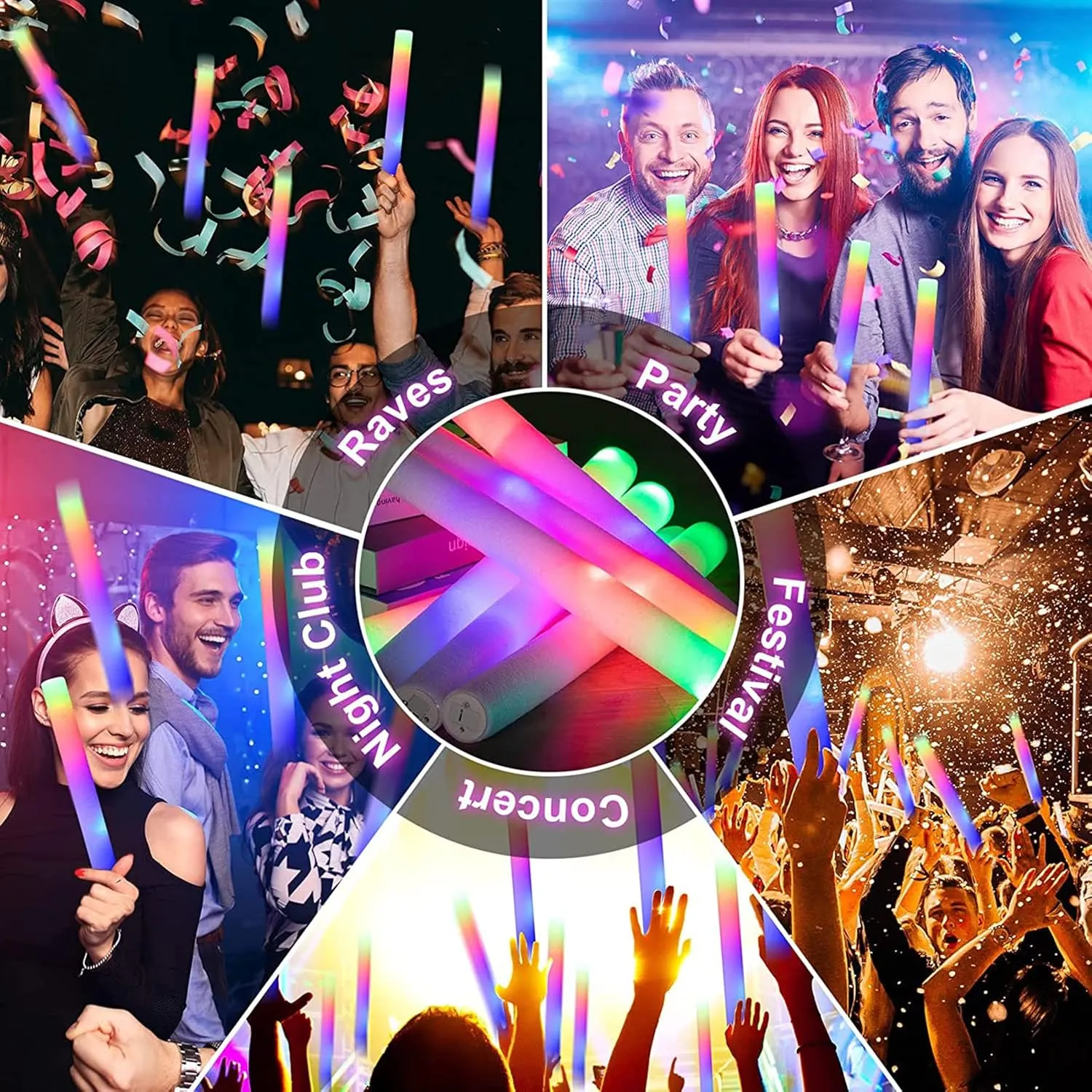 Glow Sticks Bulk, 200 Pack Foam Sticks Glow in The Dark Party Supplies 3 Flashing Modes Lighting up Foam Sticks for Wedding, Party, Concerts, Birthday,Christmas