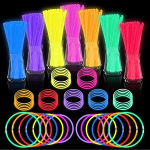 Glow Sticks Bulk - Ultra Bright 800 Party Pack with Connectors for Easter Gift, Neon Birthday and Holidays - Multicolor 8" Glow Sticks Necklaces Bracelet