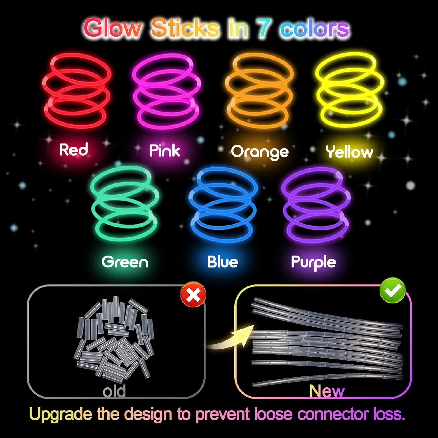 Glow Sticks Bulk - Ultra Bright 800 Party Pack with Connectors for Easter Gift, Neon Birthday and Holidays - Multicolor 8" Glow Sticks Necklaces Bracelet