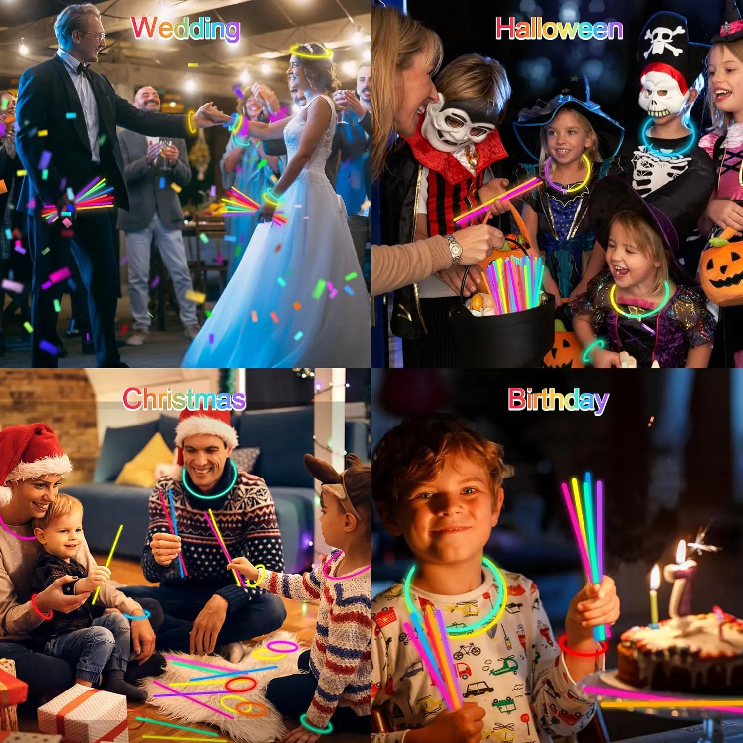Glow Sticks Bulk - Ultra Bright 800 Party Pack with Connectors for Easter Gift, Neon Birthday and Holidays - Multicolor 8" Glow Sticks Necklaces Bracelet