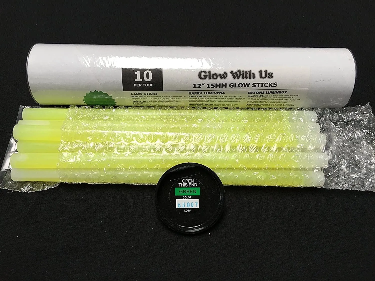 Glow Sticks Bulk Wholesale, 10 12” 15mm Dia. Green Industrial Grade Jumbo Light Sticks, Bright Color, Glow 14 Hrs, Safety Glow Stick 3yrs Shelf Life, Ideal for Camping & Emergency, GlowWithUs Brand