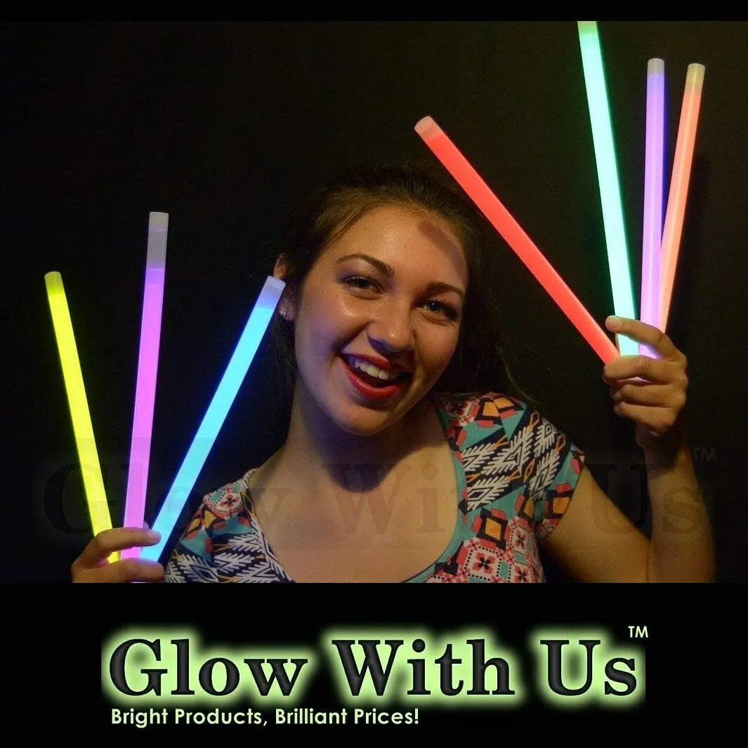 Glow Sticks Bulk Wholesale, 10 12” 15mm Dia. Red Industrial Grade Jumbo Light Sticks, Bright Color, Glow 14 Hrs, Safety Glow Stick 3yrs Shelf Life, Ideal for Camping & Emergency, GlowWithUs Brand