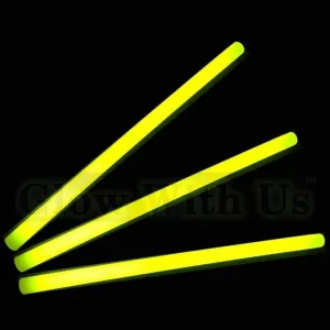 Glow Sticks Bulk Wholesale, 10 12” 15mm Dia. Yellow Industrial Grade Jumbo Light Sticks, Bright Color, Glow 14 Hrs, Safety Glow Stick 3yrs Shelf Life, Ideal for Camping & Emergency, GlowWithUs Brand