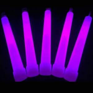 Glow Sticks Bulk Wholesale, 100 6” Industrial Grade Purple Light Sticks. Bright Color, Glow 12-14 Hrs, Safety Glow Stick with 3-Year Shelf Life, GlowWithUs Brand