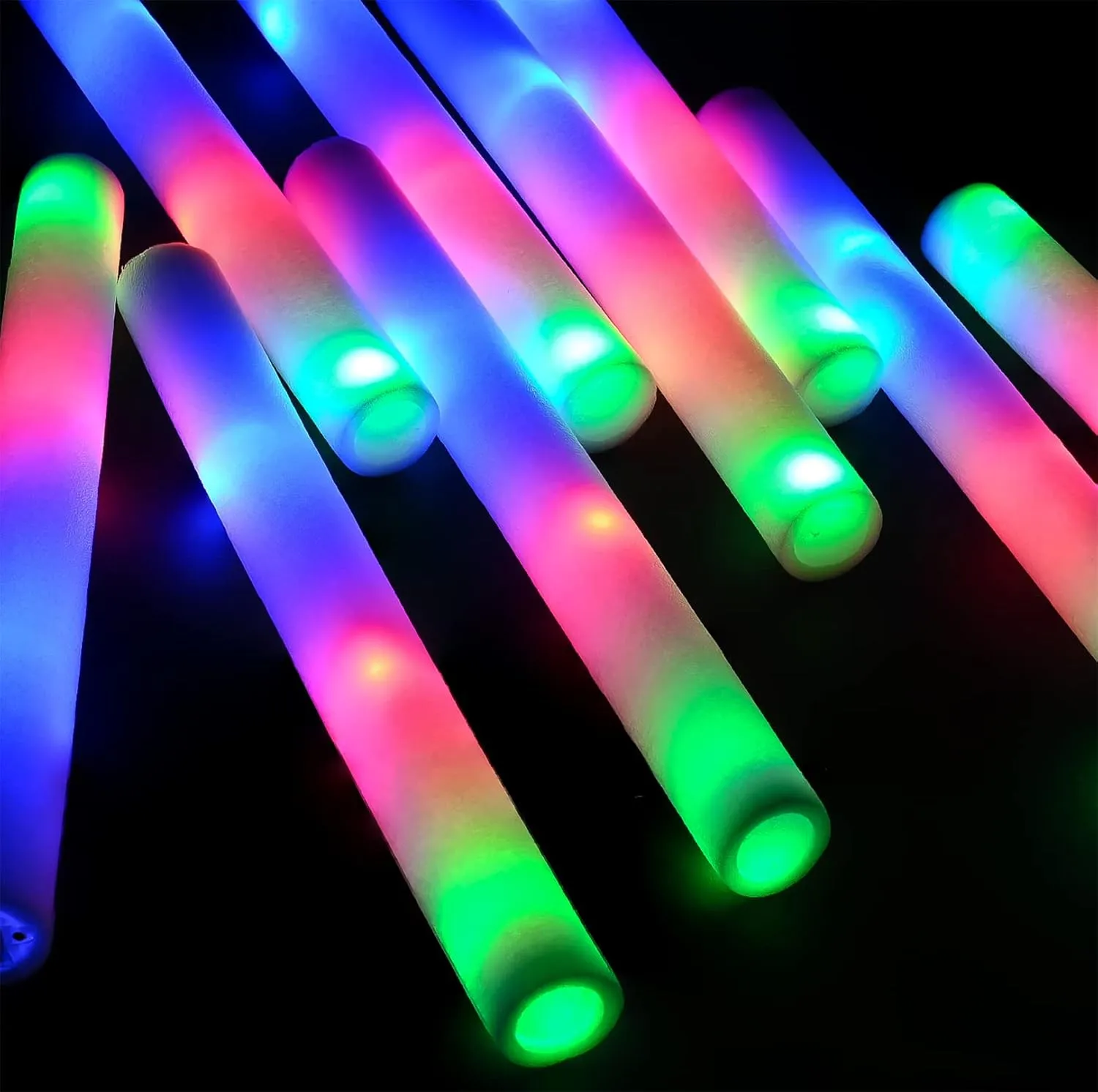 Glow Sticks Bulk,200 Pcs LED Foam Sticks Glow In The Dark Party Supplies with 3 Modes Colorful Flashing for Birthday Wedding Party Halloween Christmas