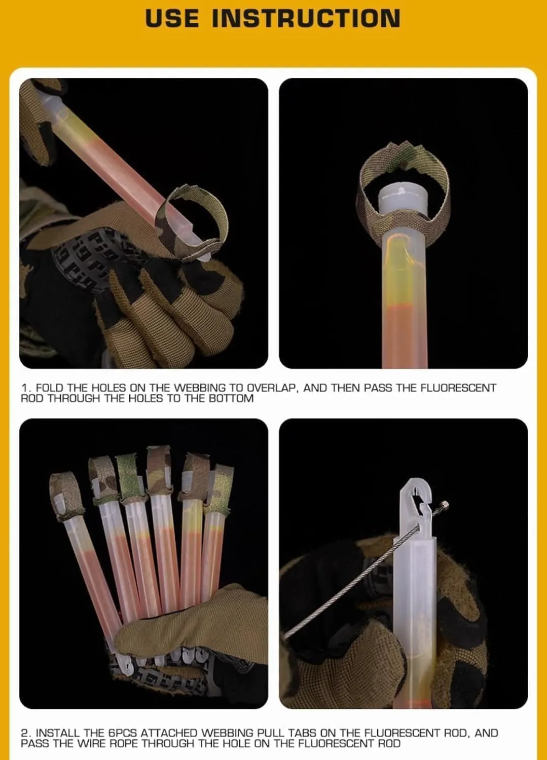 Glow Sticks Pouch Tactical ChemIight Holders 6 Bundle Glow Sticks Storage Pouches Outdoor Hunting Fishing Airsoft Gear
