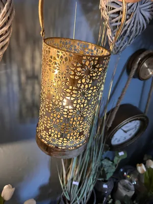 Gold Metal Battery Operated Lantern