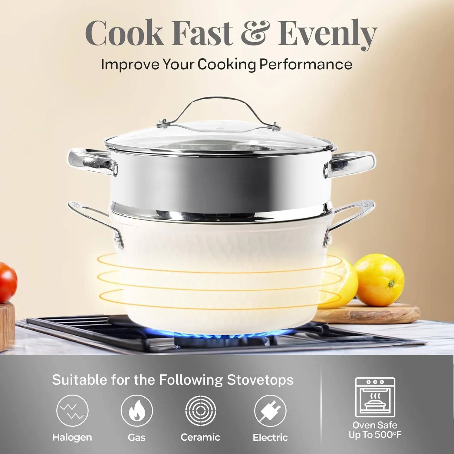 GOTHAM STEEL Hammered 15 Pc Ceramic Cookware Set Nonstick, Pots and Pans Set Non Stick for Kitchen with Utensils, Pots and Pans for Cooking, Non Toxic Cookware Sets, Oven and Dishwasher Safe