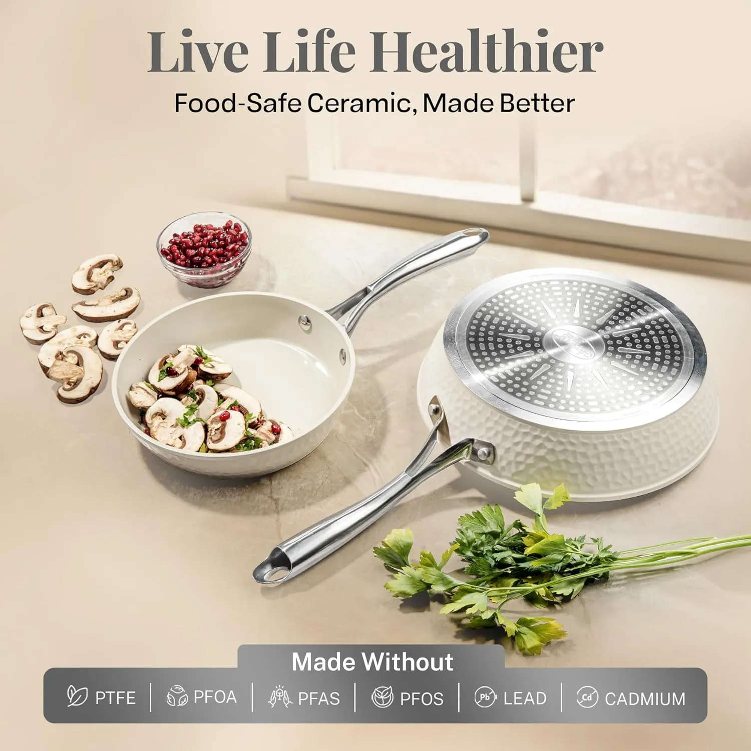 GOTHAM STEEL Hammered 15 Pc Ceramic Cookware Set Nonstick, Pots and Pans Set Non Stick for Kitchen with Utensils, Pots and Pans for Cooking, Non Toxic Cookware Sets, Oven and Dishwasher Safe