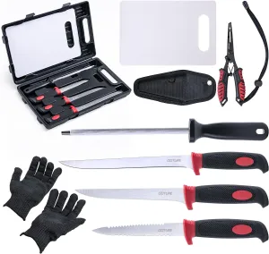 goture Fillet Knife Fishing Kit,Fish Cleaning Kit,Fish Fillet Knife Set, Filet Fishing Kit,Fishing Knife with Sheath,Sharpener,Filet Knife,Knife Set,Fishing Equipment,BBQ Knives,Fishing Gifts for Men